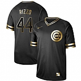 Cubs 44 Anthony Rizzo Black Gold Nike Cooperstown Collection Legend V Neck Jersey Dzhi,baseball caps,new era cap wholesale,wholesale hats